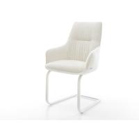 Cantilever Zelia-Flex avec accoudoirs bou oux beige pied cantilever plat blanc ressorts ensachés