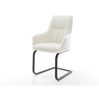 Cantilever Zelia-Flex avec accoudoirs bou oux beige pied cantilever plat noir ressorts ensachés