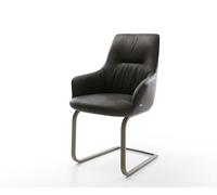 Cantilever Zelia-Flex avec accoudoirs microfibre antracite vintage pied cantilever plat aspect titane ressorts ensachés
