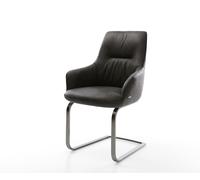 Cantilever Zelia-Flex avec accoudoirs microfibre antracite vintage pied cantilever plat grafiete ressorts ensachés