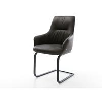 Cantilever Zelia-Flex avec accoudoirs microfibre antracite vintage pied cantilever plat noir ressorts ensachés