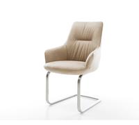 Cantilever Zelia-Flex avec accoudoirs microfibre beige vintage pied cantilever plat acier inoxydable ressorts ensachés