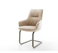 Cantilever Zelia-Flex avec accoudoirs microfibre beige vintage pied cantilever plat aspect titane ressorts ensachés