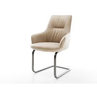 Cantilever Zelia-Flex avec accoudoirs microfibre beige vintage pied cantilever plat grafiete ressorts ensachés