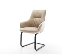 Cantilever Zelia-Flex avec accoudoirs microfibre beige vintage pied cantilever plat noir ressorts ensachés