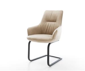 Cantilever Zelia-Flex avec accoudoirs microfibre beige vintage pied cantilever plat noir ressorts ensachés