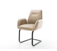 Cantilever Zoa-Flex microvelours beige vintage pied cantilever plat noir ressorts ensachés