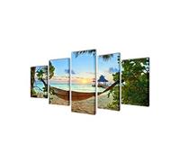 Canvas muurdruk set zandstrand met hangmat 200 x 100 cm241563