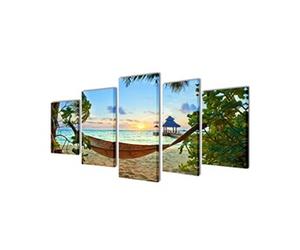 Canvas muurdruk set zandstrand met hangmat 200 x 100 cm241563