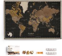CANVASCALE Carte du monde avec tableau en liège 70 x 50 cm Langue : allemand Style vintage