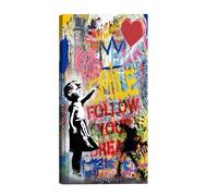 canvashop Banksy Banksy Petite fille avec ballon coeur 60 x 30 cm Ballon fille Imprimé sur toile Graffiti Street Art pop art