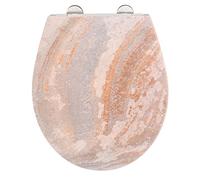 Canyon Abattant de WC hygiénique en Duroplast antibactérien avec système d'abaissement automatique et clip en acier inoxydable Fixation hygiénique avec couvercle en relief 38 x 44,5 cm