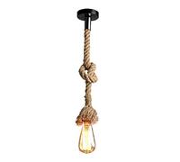 Cao zan E27 Tête unique 4M Lustre corde de chanvre Vintage Style Rustique Luminaire Rétro Lampe Suspension en Corde pour Restaurant Bar Cafe Lighting Utilisation (ampoule n'est pas inclus)