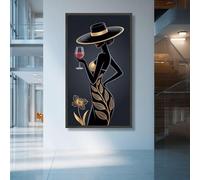 CAOXTART Affiche élégante sur toile, motif robe à la feuille d'or, décoration murale tendance pour salon, décoration intérieure (70 x 130 cm/cadre intérieur)