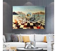 CAOXTART Impression sur toile représentant un jeu d'échecs sur la mer, peinture abstraite et étrange de Salvador Dali, décoration murale, affiche, 50 x 70 cm, sans cadre
