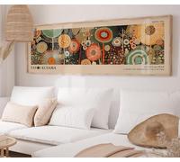 CAOXTART Peinture à l'huile sur toile de Yayoi Kusama, affiche panoramique de paysage Japandi : art mural abstrait extra large (35 x 105 cm/cadre intérieur)