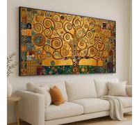 CAOXTART Tableau « Arbre de Vie » de Gustav Klimt sur toile, art mural en spirale dorée, affiche abstraite sur le thème de la nature, décoration intérieure (80 x 140 cm/sans cadre)