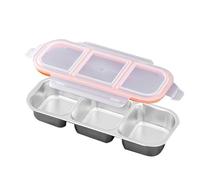Capacité De Stockage De Collations En Acier Inoxydable, Conteneurs De Collations, Boîte Alimentaire Multi-compartiments, Robuste Et Réutilisable, Empilable Et Économique, 26,2x10,3x4cm Pour Les Condim