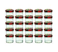 CapCro Lot de 25 bocaux à conserves de 125 ml avec couvercles décoratifs aux fruits bocaux à confiture bocaux de conserve bocaux à stériliser