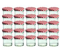 CapCro Lot de 25 bocaux en verre de 125 ml avec couvercle rouge à carreaux TO 66