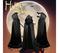 Cape longue à capuche de Noël la plus vendue, accessoires de déguisement de vampire, décorations de fête de Noël, accessoires de spectacle, décorations de fête pour la maison longueur-180cm,Noir améli