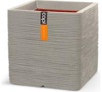 Capi Europe - Pot de fleurs carré Rib NL - 30 x 30 cm - Gris clair - Ouverture Ø24 cm