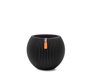 Capi Europe - Vase Boule Groove - 22x18 - Noir - Ouverture Ø22 - Pot intérieur et extérieur - BGVBL103