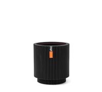 Capi Europe - Vase Cylindre Groove - 11x12 - Noir - Ouverture Ø11 - Pot intérieur et extérieur - BGVBL312