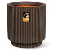 Capi Europe - Vase cylindrique avec rainure - Couleur marron foncé - Dimensions : 44x46 - Référence : KGVDB883