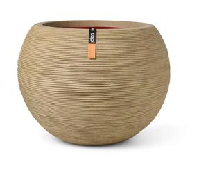 Capi Europe - Vase design boule Rib NL en résine, couleur beige, dimensions 40 x 32 cm, pour décoration intérieure et extérieure