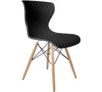 CAPITONE - Chaise design noire pieds en bois Noir