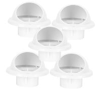 Capot D’échappement Rond Blanc 5 Pièces en Plastique pour Ventilation | Couvercle Aération Extérieur, Rainproof et Windproof, Extraction Rapide, Lot de 5