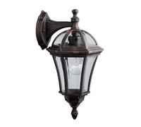 Capri Applique murale rustique suspendue marron avec abat-jour en verre clair IP44