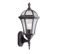 Capri Applique rustique verticale brune avec abat-jour en verre clair IP44