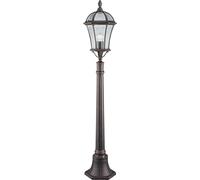 Capri lampadaire rustique hauteur 95cm brun avec abat-jour en verre clair IP23