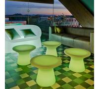 CAPRI-Table basse lumineuse LED d'extérieur RGB solaire rechargeable H39cm Ø58cm Blanc New Garden