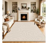 Capslapd Rugs Tapis de salon antidérapant lavable Blanc crème 160 x 230 cm | Tapis de chevet moderne à motif géométrique moelleux et facile d'entretien pour salle à manger, maison, bureau, salon