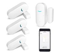 Capteur de fenêtre de Porte WiFi: capteur de fenêtre Intelligent avec Notification Gratuite, système de sécurité pour Maison Intelligente, Compatible avec Alexa Google Hom (Paquet de 4)