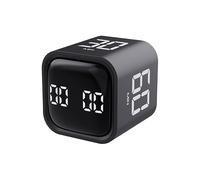Capteur de gravité Minuteur d'exercice Cube Minuteur Vibration et Mute Minuterie personnalisée 5/10/30/60 minutes pour le travail, les études, la cuisine (Noir)
