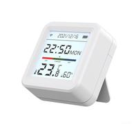 Capteur de température et d'humidité intelligent Wifi compatible avec l'application Tuya - Alertes de surveillance du climat en temps réel - Grand écran pour utilisation en intérieur, maison, bureau