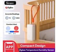 SONOFF - Thermomètre hygromètre connecté Zigbee 3.0 - Capteur haute précision, point de rosée et DVP, format compact - SNZB-02B