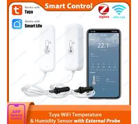 Capteur de température et d'humidité Tuya Zigbee WiFi avec sonde externe, compatible avec Alexa Google Home Smart Life