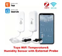 Capteur de température et d'humidité Tuya Zigbee WiFi avec sonde externe, compatible avec la maison intelligente, Smart Life, Google Home, Alexa WiFi Version