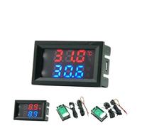 Capteur de température numérique Mini LED à double affichage, DC 4V-30V, 0.56 pouces, avec sonde métallique étanche NTC, testeur for intérieur(Red Blue Ring)