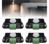 Capteur infrarouge PIR 12 V CC / 24 V, détecteur de mouvement, interrupteur noir, 4 bandes LED