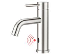 Capteur infrarouge pour robinet de lavabo, mitigeur à une poignée pour salle de bain, finition brossée