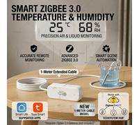 Capteur intelligent de température et d'humidité Zigbee 3.0, sonde étanche de 1M, automatisation intelligente en option pour Zigbee2MQTT Home Assistant Tuya