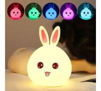 Capteur tactile en silicone LED lumière de nuit pour enfant lumière de bande dessinée 7 lumière de nuit lapin USB LED de couleur
