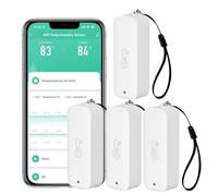 Capteur WiFi hygromètre thermomètre : moniteur intelligent de température et d'humidité sans fil avec notification d'application, exportation de stockage de données, fonction d'étalonnage 4 PCS-Blanc