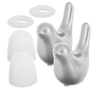 Capuchon de Boulon de Toilette Oiseau Décoratif en Céramique Argenté | Installation Facile, Nettoyage Simple, Résistance à L’usure la Déformation, Décoration Salle de Bain